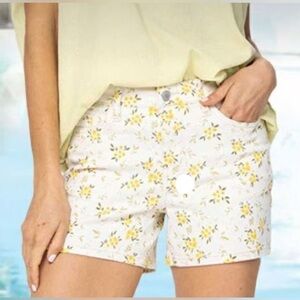 Judy Blue Yellow Floral Jean Shorts